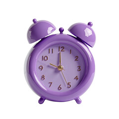 purple alarm clock isolated on transparent background cutout