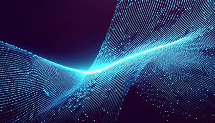 Leinwandbilder - futuristic glowing data wave with fluid motion, neon blue digital mesh with dynamic flow, abstract technology visualization

