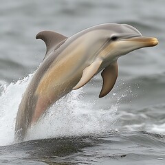 dolphin leaps, sea backdrop, aquatic wildlife shot