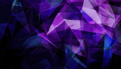 Poster - geometric abstract digital artwork with purple and blue triangular low poly pattern, futuristic crystal texture for background