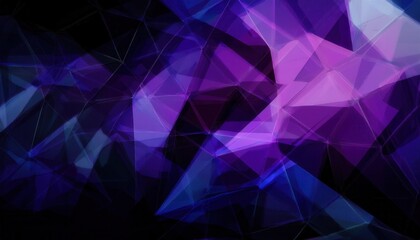 Poster - geometric abstract digital artwork with purple and blue triangular low poly pattern, futuristic crystal texture for background