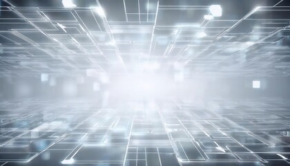 Leinwandbilder - futuristic digital network perspective with glowing circuit lines and abstract geometric grid, perfect for technology themes


