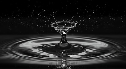 Water Drop Impact: Abstract Ink Drawing
