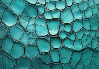 Poster - Vibrant Turquoise Textured Leather Surface with Unique Patterns and Depth, Perfect for Fashion and Interior Design Applications