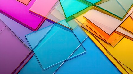 Poster - A top view of PC plastic sheets with clean edges, arranged neatly for use in industrial and design applications.