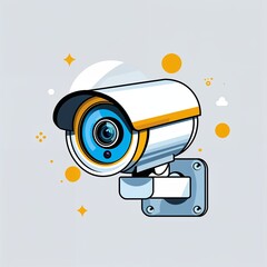 Poster - security camera on plain white background childish style illustration