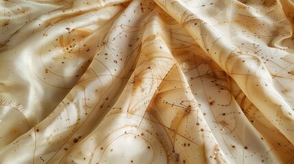 Wall Mural - Close up of a soft, light beige fabric with a constellation pattern.
