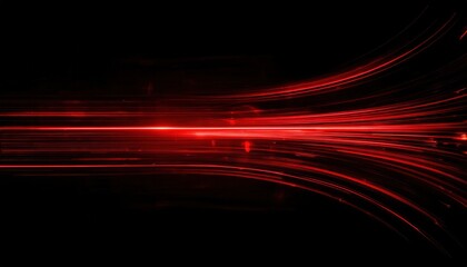 Poster - futuristic red light streaks on a black background, motion blur effect, digital speed concept, sci-fi energy flow visualization

