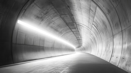 Wall Mural - A concrete void or tunnel, its edges softened by the glow of natural light, twists and curves, revealing glimpses of a brighter future beyond the confines of its structure. A captivating