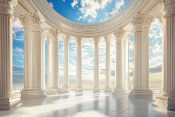 Poster - A photo of a spacious white building with elegant columns against a beautiful sky backdrop A Neoclassical courthouse with massive columns.