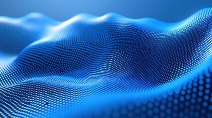 Poster - Blue digital wave data flow, abstract background, technology concept