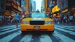 © Lemdah - Yellow cab waits, Times Square, NYC crowd