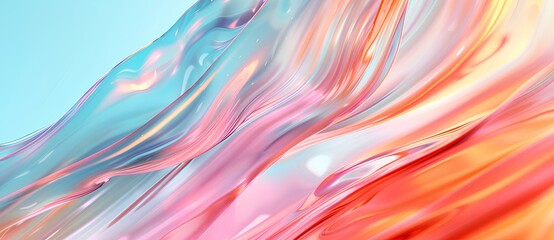 Poster - abstract lines in motion, banner, transparent glass texture, pastel colors, high tech background