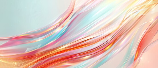 Poster - abstract lines in motion, banner, transparent glass texture, pastel colors, high tech background
