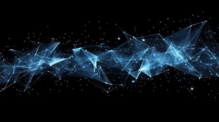 Abstract blue glowing network data stream, digital technology background, website header