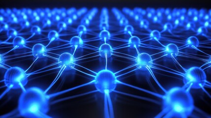 Poster - Glowing network nodes, connection, abstract, technology, background, digital, illustration, science