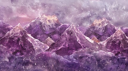 Poster - A colorful, abstract painting of a mountain range with a galaxy in the background.