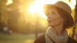 © Chandlerlikes - A mature woman, her face etched with wisdom and a hint of serenity, strolled through a sun-drenched park, her thoughts wandering through the tranquil landscape, a smile gracing her lips as she