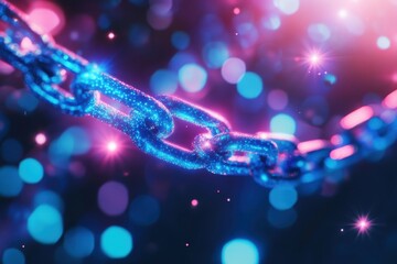 Poster - a photo showcasing a blue and pink chain with a star in the background an ethereal dreamlike interpr