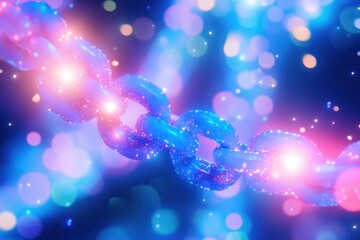 Poster - a photo showcasing a blue and pink chain with a star in the background an ethereal dreamlike interpr