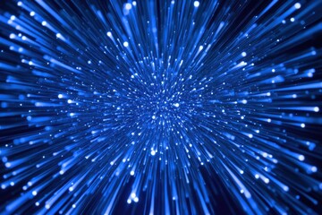 Fototapete - A photo showcasing a blue background filled with numerous evenly spaced lines and dots Cybernetic patterns representing a peertopeer network .