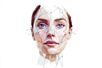 Aufkleber - Medical illustration of female facial anatomy with marked Botox injection points for precise treatment applications. Generative AI