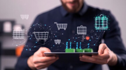 Poster - innovative e-commerce strategy business environment digital interaction online shopping modern techn