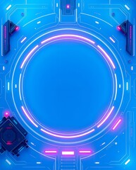 Aufkleber - futuristic technological background with a circular central design and neon glow