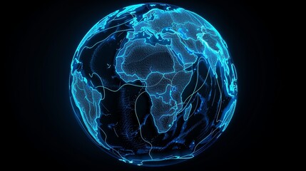 Poster - A digital rendering of a glowing, blue Earth with a grid pattern.