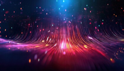Leinwandbilder - vibrant digital wave with glowing particles and neon light streaks in deep space, futuristic technology background

