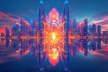 Poster - a photo showcasing a futuristic cityscape with an impressive skyline in the background a futuristic 