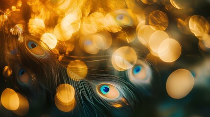 Poster - Blurred peacock feather bokeh