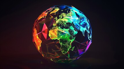 Poster - A stylized digital globe with a rainbow color scheme.