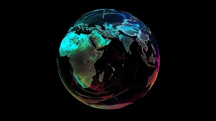 Poster - A stylized digital globe with a rainbow color scheme.