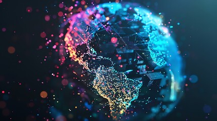 Poster - A digital, glowing representation of the Earth in a dark background.