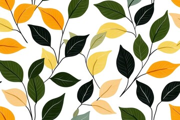 Aufkleber - Black tea leaves floating in the air, a seamless pattern on a white background, simple and minimalist