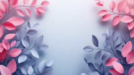 Canvas Print - Elegant Pastel Leaf Background with Pink and Blue Shades for Modern Design and Creative Projects