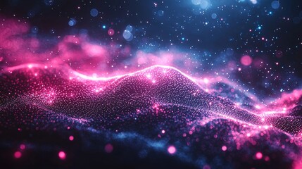 Poster - Technology connections intertwine to form a dynamic, glowing digital design