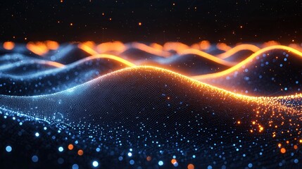 Poster - An intricate high-tech web of abstract connections shaping a dynamic, radiant digital pattern