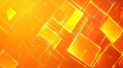 Poster - Abstract orange tech background; glowing squares, network concept