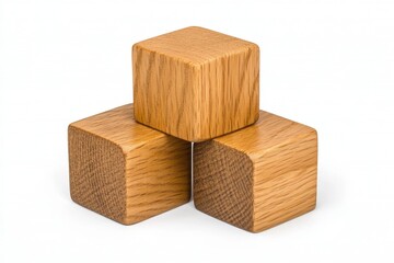 Poster - Four simple wooden blocks stacked on top of each other, isolated on a white background, in a clipart style