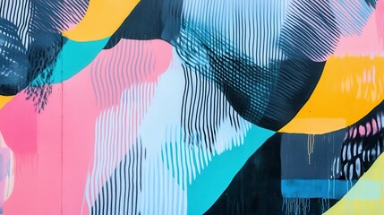 Poster - Colorful Mural with Bright Organic Patterns and Layers