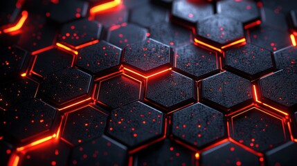 Poster - A futuristic abstract wallpaper featuring hexagons. A dark sci-fi hi-tech wallpaper