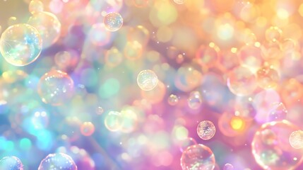 Poster - A colorful abstract background of bubbles and bokeh lights.