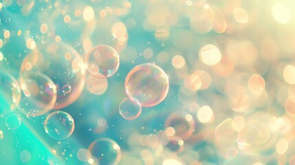 Canvas Print - a light blue, out-of-focus background with large and small white circles.
