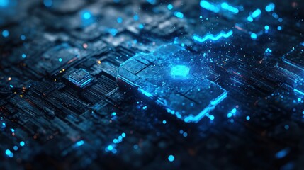 Poster - Glowing Circuit Board Data Processing