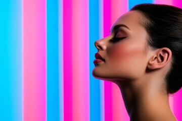 Wall Mural - the vibrant colors create an energetic atmosphere, with the focus on her silhouette against the blur