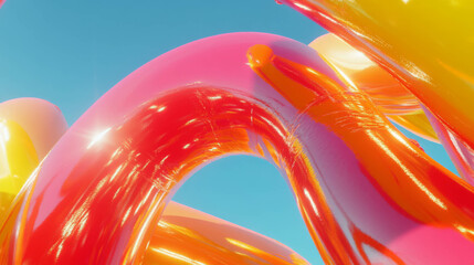Aufkleber - Colorful abstract explosion with vibrant shapes against blue sky
