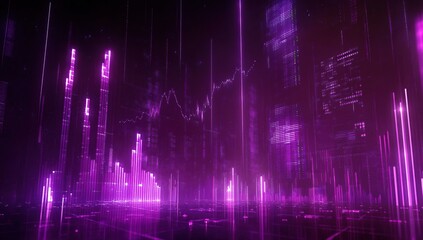 Poster - Glowing Purple Cityscape at Night