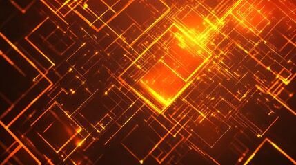 Poster - Orange digital circuit board background